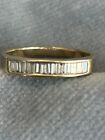 Vintage 14k Gold 2.6 Grams Trapezoid Shaped Baguette Diamonds Band Ring Size 8
