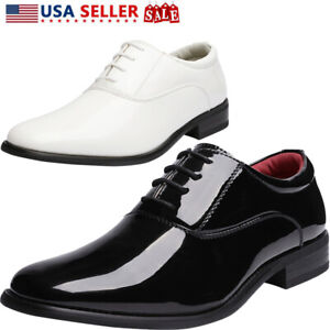 Men's Dress Shoes Patent Leather Tuxedo Classic Lace-up Formal Oxford Shoes Size
