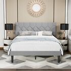 Upholstered Bed Frame Twin Queen Full Size Platform with Button Tufted Headboard