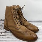 Ben Sherman Mens Mid Boots Wingtip Size 43 Brown Leather Lace Up Dress Shoe