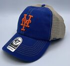 New ListingNew York NY Mets '47 Brand Blue & Tan Trawler Clean Up Adj.  Trucker Hat Cap NWT