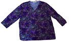 Liz Claiborne Women's Surplice 3/4 Sleeve Purple/Black/Pink Abstract Top Size 3X