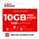 $20.00/Mo Red Pocket Prepaid Plan: UnImtd Everything, GSMA 10GB(GSMT & CDMA 8GB)