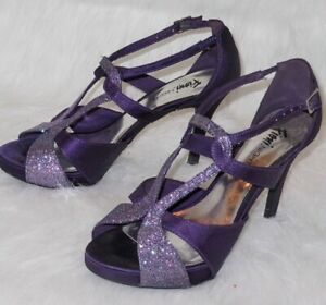 Fiona Night Size 6.5 Purple Glitter Strappy High Heels