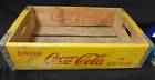 VINTAGE COKE COCA COLA WOOD DRINK CRATE BRIGHT YELLOW COLORFUL & COLLECTABLE