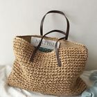 Large Everyday Straw Woven Summer Tote Bag Beach Fashion Handbag Shoulder Purse