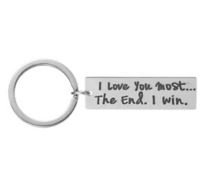 1pc 'I Love You Most' Keyring Stainless Steel Couple Gift Funny Cute Key Ring
