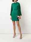 ~LN~ Alice + Olivia SIZE 12 14 Zaya Dress Green Pleated Chiffon Sleeves Mini NEW