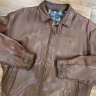 Vintage Ralph Lauren Polo Soft Lambskin Leather Brown Bomber Jacket Size L