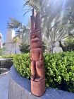 New 3’ 3” Lono #1 Tiki by Smokin' Tikis Hawaii Stained Coconut Palm Hand-carved