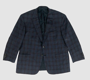 $4480 Brioni Men's US 40/EU 50 Blue Wool Plaid Suit Sport Coat Jacket Blazer