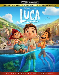 Disney Luca Pixar(4K Ultra HD + Blu-Ray + Digital Code, 2021) New With Slipcover