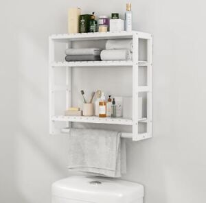 Bathroom Storage Shelves Organizer Adjustable 3 Tiers, Over The Toilet Storag...