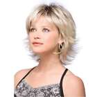 Short Curly Wig with Bangs Dark Roots Ombre Blonde Synthetic Fiber Hair Wigs