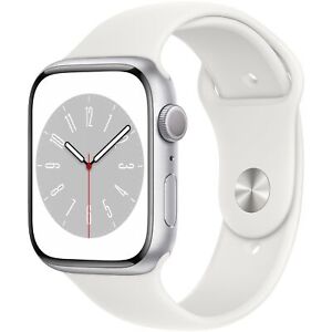 Apple Watch Series 8 45mm (GPS) Aluminum Silver with White Sport Band - Good