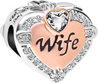 Rose Gold Wife Heart Love Charm Pandora Bracelet Charms Bracelets New Year Gift