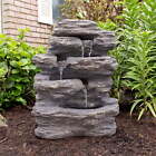 Pure Garden Outdoor Water Fountain With Cascading Waterfall