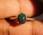 Natural Black Ethiopian Opal Prong 925 Sterling Silver Ring Jewelry Her Gift