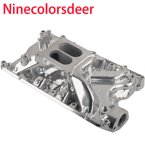 For Small Block Ford Windsor V8 5.8L 351W Aluminum Carb Intake Manifold Polished