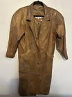 Laurice Vintage 80-90s Brown Leather Trench Coat Shoulder Pads Size Small Korea
