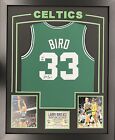 Larry Bird Signed & Framed Boston Celtics XL Jersey Auto Steiner COA 34”x43