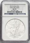 2010 SILVER EAGLE EARLY RELEASES NGC MS70