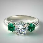 1.70 Ct Round Cut 14K White Gold Finish Wedding Emerald Simulated Diamond Ring