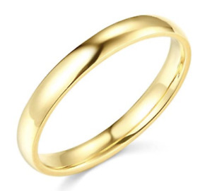 Solid Real 14K Yellow Gold Wedding Anniversary Band Ring Regular Fit Mens Womens