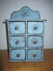 6 Drawer Spice Cabinet/Cupboard/Chest/Apothecary-Blue Paint-Primitive Spice Box