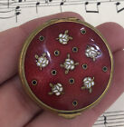 Antique French Guilloche Enamel Pill Box Compact Rouge c.1920