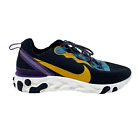 Mens 12 Nike React Element 55 PRM Black Teal Gold Purple Running Shoe CI9593-002