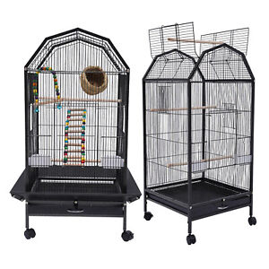 Large Rolling Bird Cage Iron Top Open Parakeet Parrot Cage w/ Rolling Stand NEW
