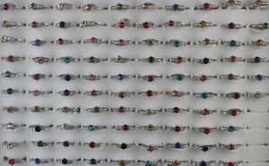 Women's Jewelry Wholesale Bulk Lots 30pcs Cute Full Round Rhinestone Rings
