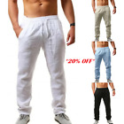 Hot Pants Men's Cotton Linen Stretch Cargo Trousers Mens Casual Pocket Fit