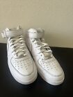 Nike Air Force 1 Mid '07 Triple White Leather Shoes CW2289-111 Men's Size 11