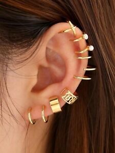 12pcs Set Ear Cuff Cartilage Clip On Earrings Fake Cartilage Ear Clip