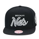 Mitchell & Ness Brooklyn Nets Snapback Hat Cap Black/Grey Script/Side Patch