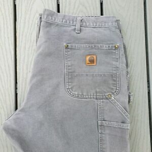 Carhartt Pants Mens 40x32 (real 39×31) Gray B136 GVL Gravel Double Knee Workwear