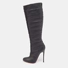 Christian Louboutin Black Leather Mervillon Knee Boots Size 37