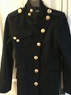 Diab'less T2 vintage wool blend black coat military look gold buttons pockets