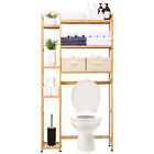 Over The Toilet Storage with Basket and Drawer Bamboo Bathroom Organizer Natural