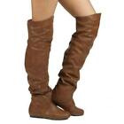 Women's Slouch Boots Over Knee High Round Toe Shoes Plus Size US4.5-13