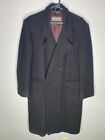 Espionage Black Trench Coat Lined Double Breasted Wool Size 40 Duster Long Mens