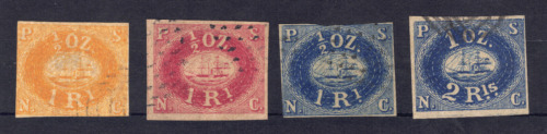 PERU FOUR (4) USED STAMPS, ISSUES of the REPUBLIC from 1857 - INTERESTING GROUP!