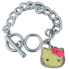 Vintage Sanrio Hello Kitty Silver Tone Charm Bracelet Y2K 2000s Casual Party