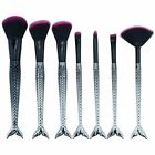 Mermaid Style Makeup Brushes Professional Brush Set Black & Red 7 Pieces