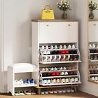 Shoe Storage Cabinet with Bench & 3 Flip Drawers Shoe Rack Storage Organizer
