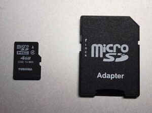 New Toshiba 4GB MicroSD SDHC card with Adapter