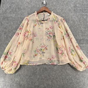 American Eagle Womens Pink Sheer Floral Lightweight Blouse Size L