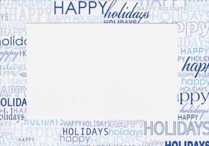 Blue Happy Holidays Box of 18 Holiday Photo Holder Cards